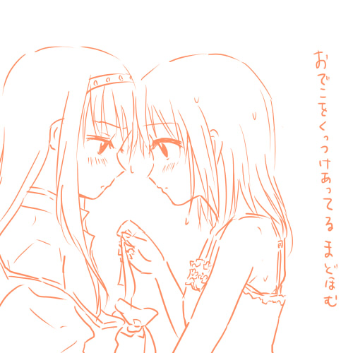 akemi homura and kaname madoka (mahou shoujo madoka magica) drawn by makoto_(dandelion)