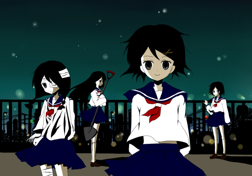 fuura kafuka, kitsu chiri, kobushi abiru, and hitou nami (sayonara zetsubou sensei) drawn by yuki_201