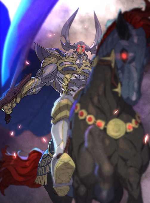 odin and sleipnir (final fantasy and 1 more) drawn by kobayashi_gen