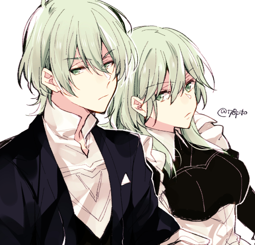 female byleth and male byleth (fire emblem and 1 more) drawn by naho_(pi988y)