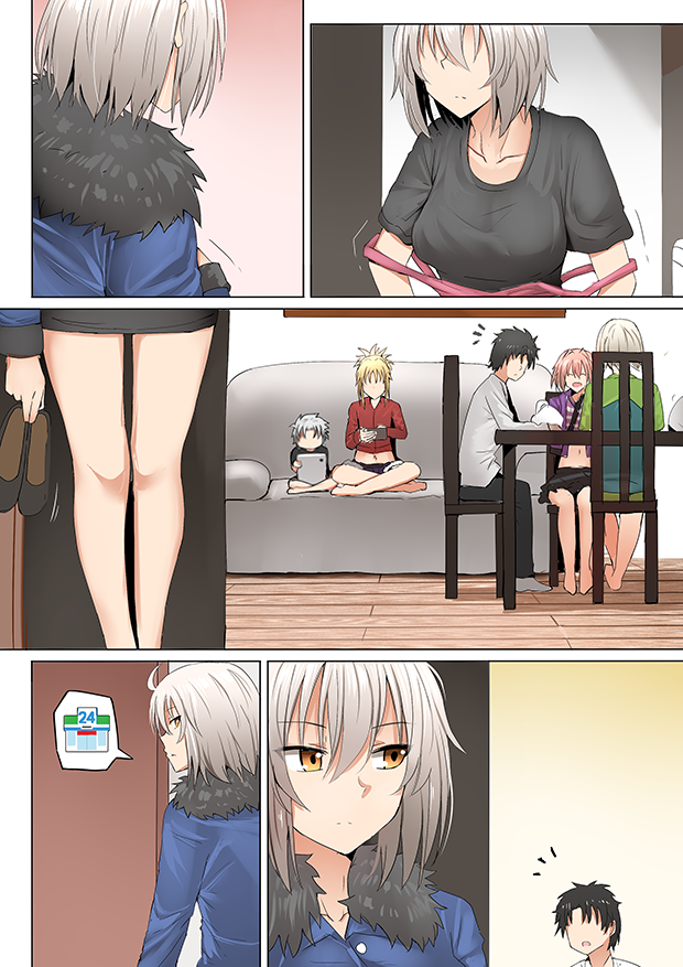 fujimaru ritsuka, jeanne d'arc alter, astolfo, mordred, and prince of lan ling (fate and 2 more) drawn by ginhaha