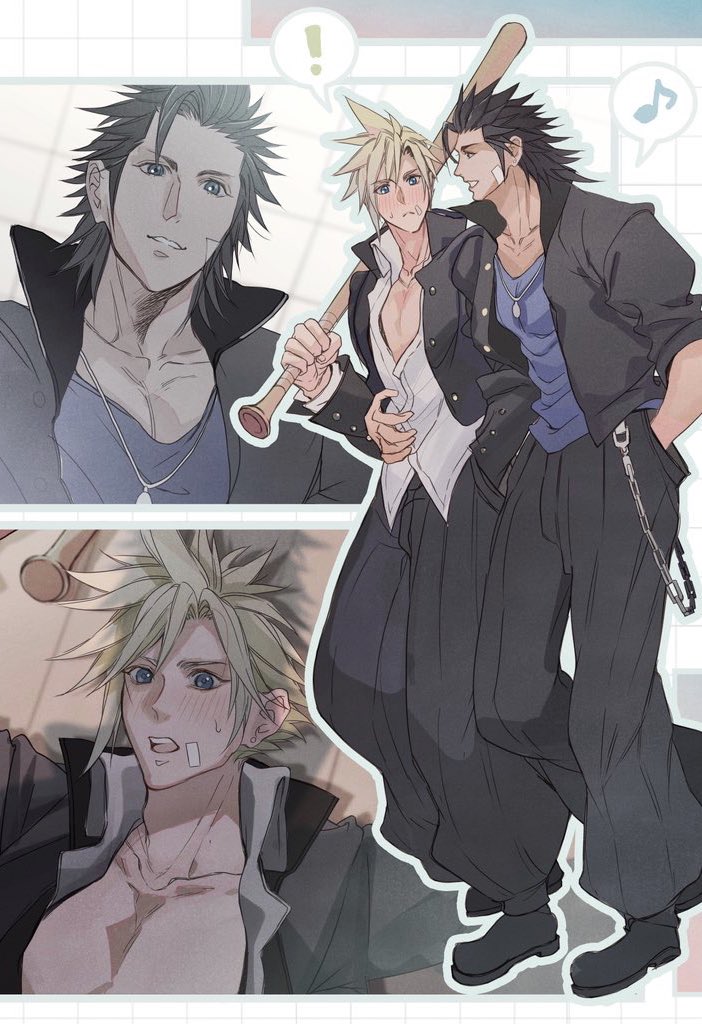 cloud strife and zack fair (final fantasy and 2 more) drawn by 2b_fff