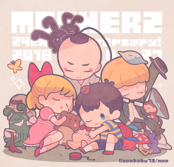 ness, paula, doseisan, jeff andonuts, poo, and 3 more (mother and 1 more) drawn by 73_(naa)