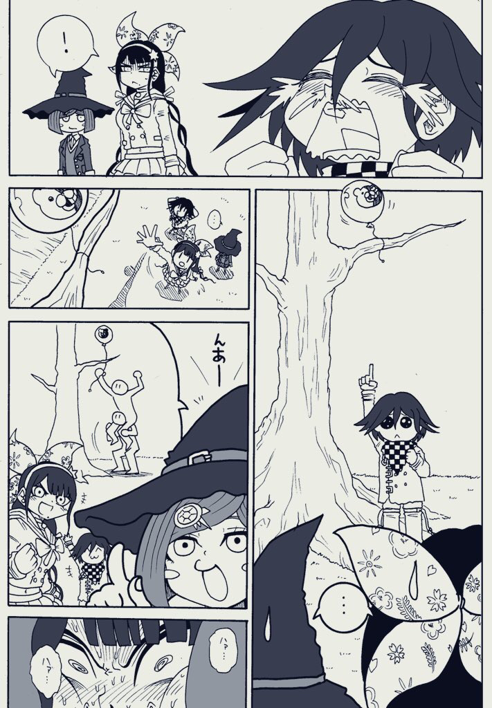 oma kokichi, monokuma, yumeno himiko, and chabashira tenko (danganronpa and 1 more) drawn by jan1214