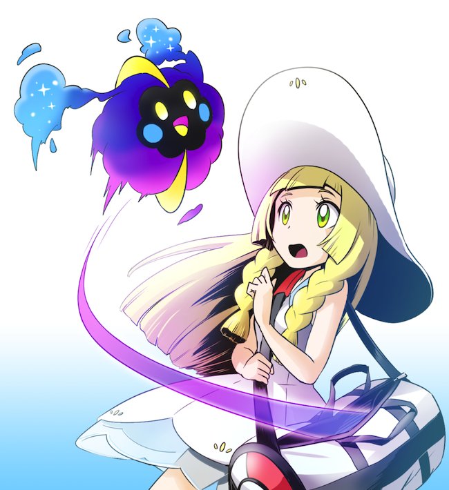 lillie and cosmog (pokemon and 1 more) drawn by sayoyonsayoyo