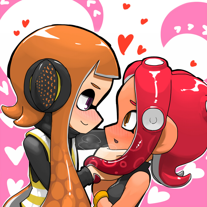 inkling player character, octoling player character, agent 8, and agent 3 (splatoon and 2 more) drawn by gakukuru and ninniku_(ninnniku105)