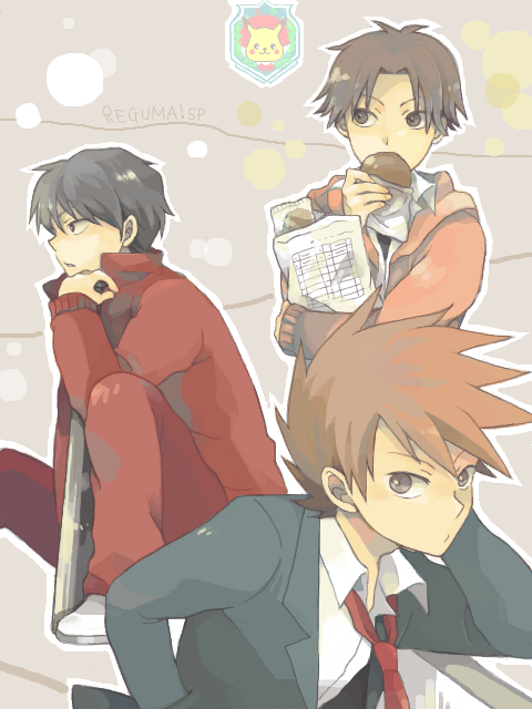 pikachu, red, and blue oak (pokemon and 2 more) drawn by koiwai_(waiwaiyyy)