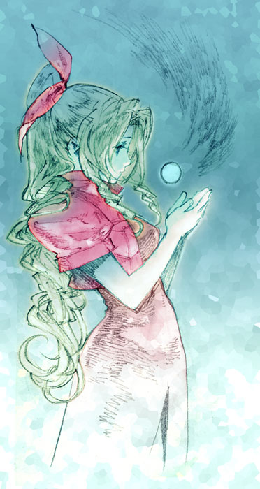 aerith gainsborough (final fantasy and 1 more) drawn by fujikawa_akira
