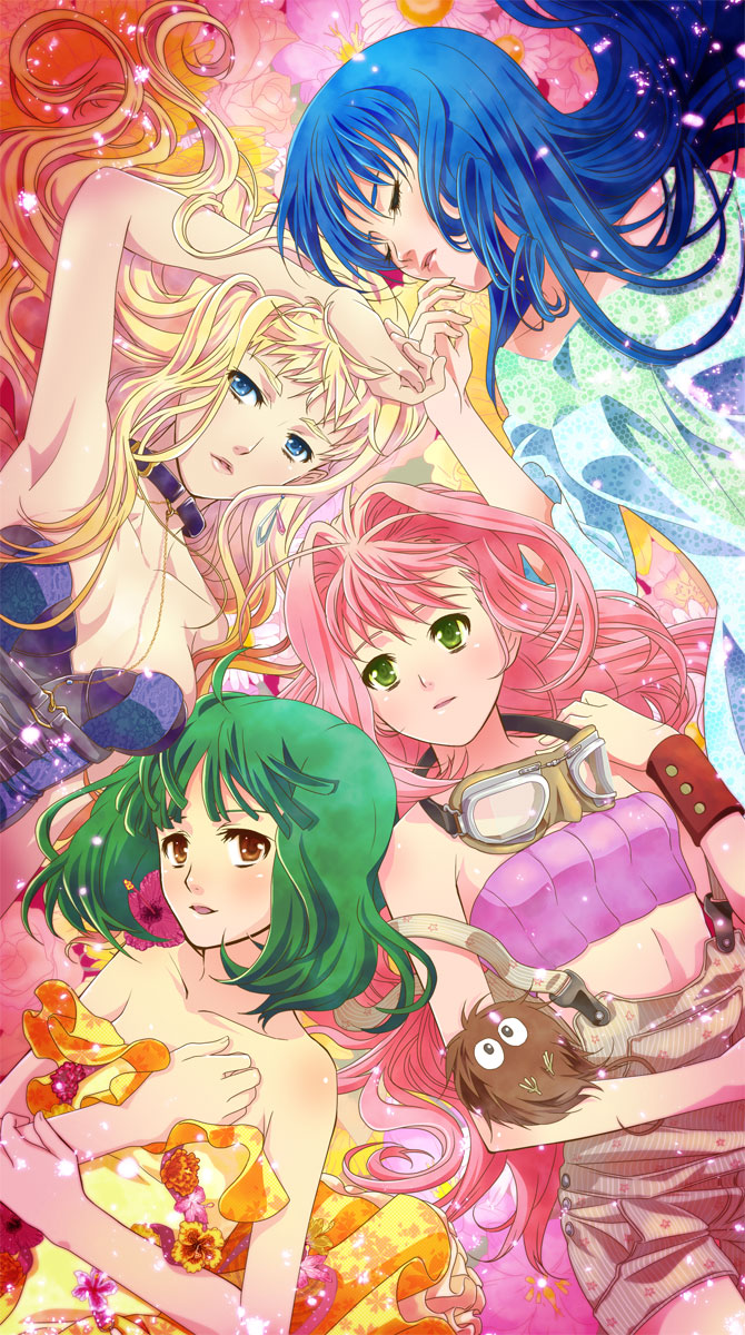 sheryl nome, ranka lee, mylene jenius, lynn minmay, and guvava (macross and 2 more) drawn by kutsuno