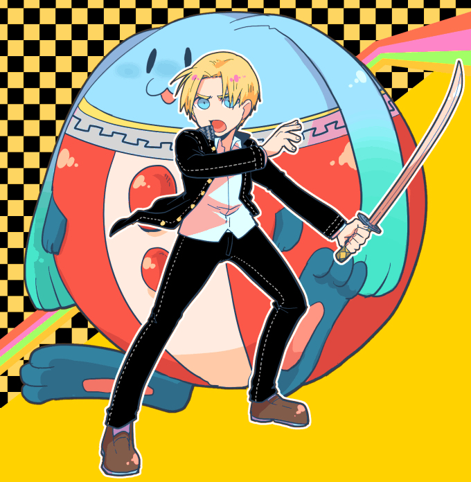 narukami yu, claude c. kenny, and namikawa daisuke (persona and 3 more) drawn by yakan_(madoromio)