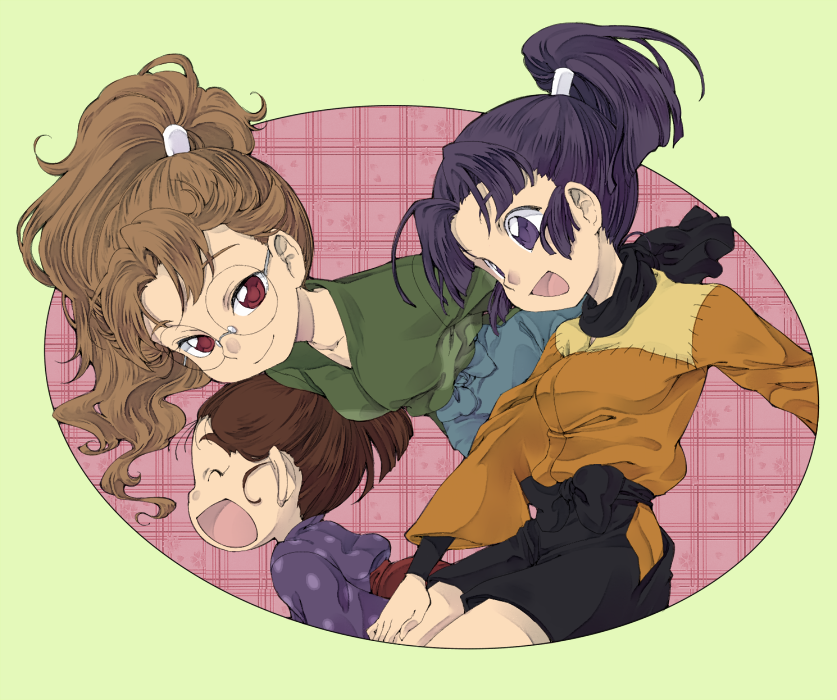 settsuno kirimaru, yuki, inadera rantarou, tomomi, fukutomi shinbei, and 1 more (rakudai ninja rantarou) drawn by kinako_(moment)