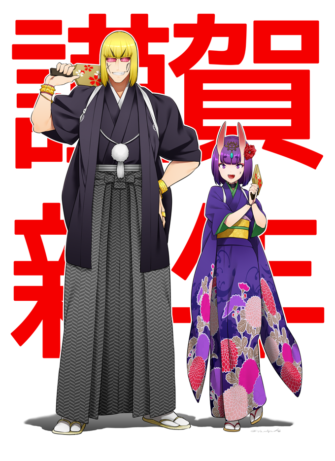 shuten douji and sakata kintoki (fate and 1 more) drawn by shiromako