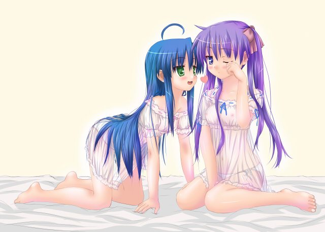 hiiragi kagami and izumi konata (lucky star) drawn by kisaragi_miyu