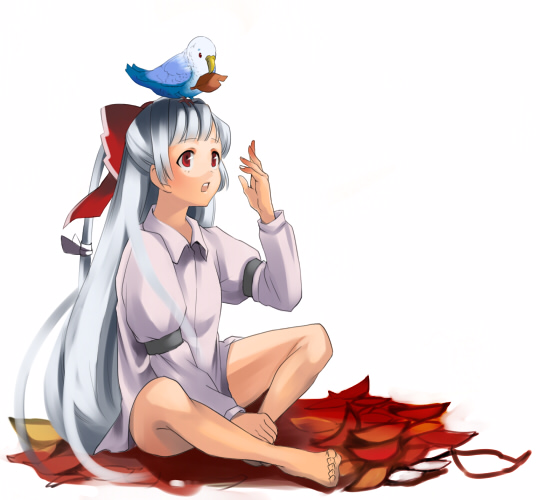 fujiwara no mokou (touhou) drawn by mugishima_orie