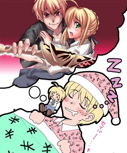 artoria pendragon, saber, and gilgamesh (fate and 1 more)