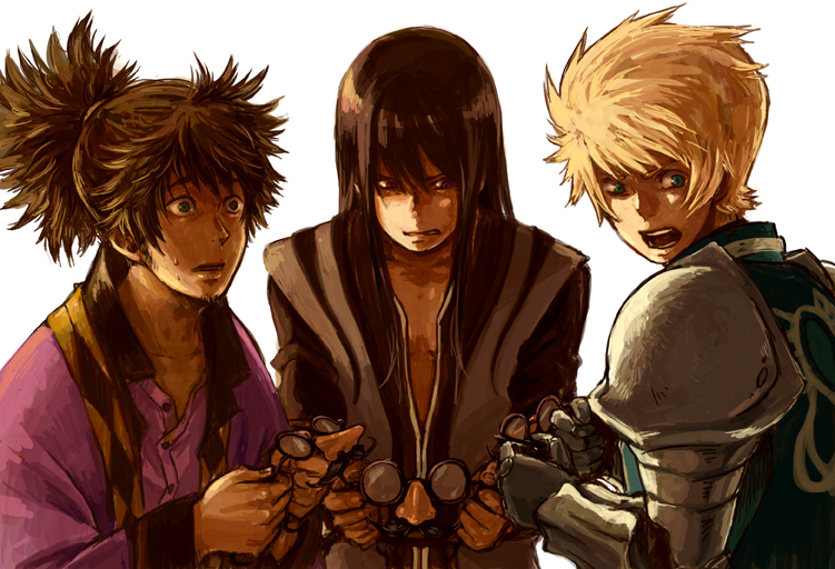yuri lowell, raven, and flynn scifo (tales of and 1 more) drawn by go_(uzo-muzo)
