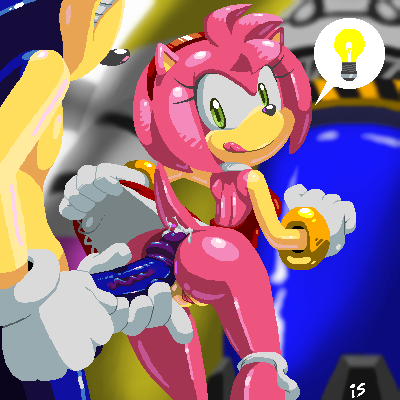 sonic the hedgehog and amy rose (sonic) drawn by rockthebull