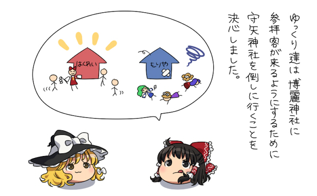 hakurei reimu, kirisame marisa, kochiya sanae, moriya suwako, and yasaka kanako (touhou) drawn by pentagon_(uzus)