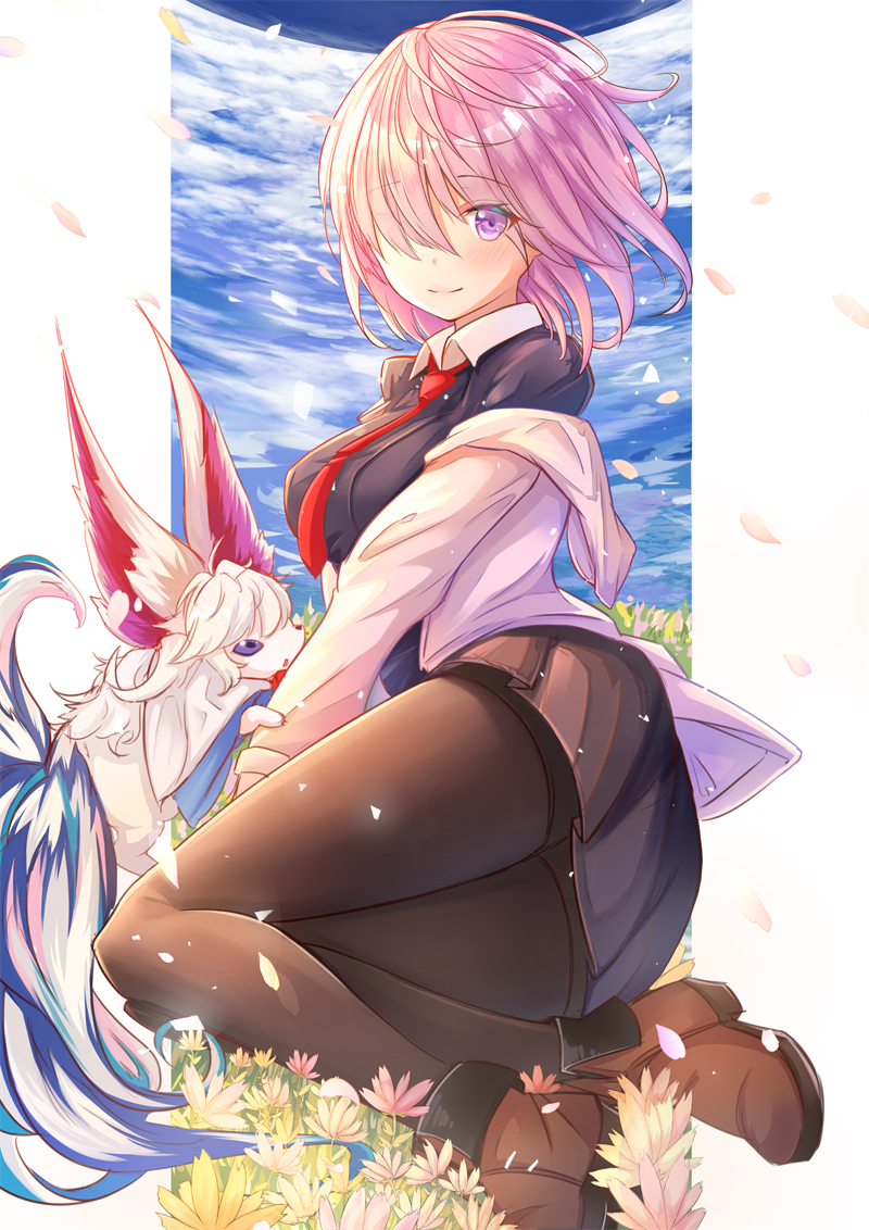 mash kyrielight and fou (fate and 1 more) drawn by zhi_yu_(siro800102)