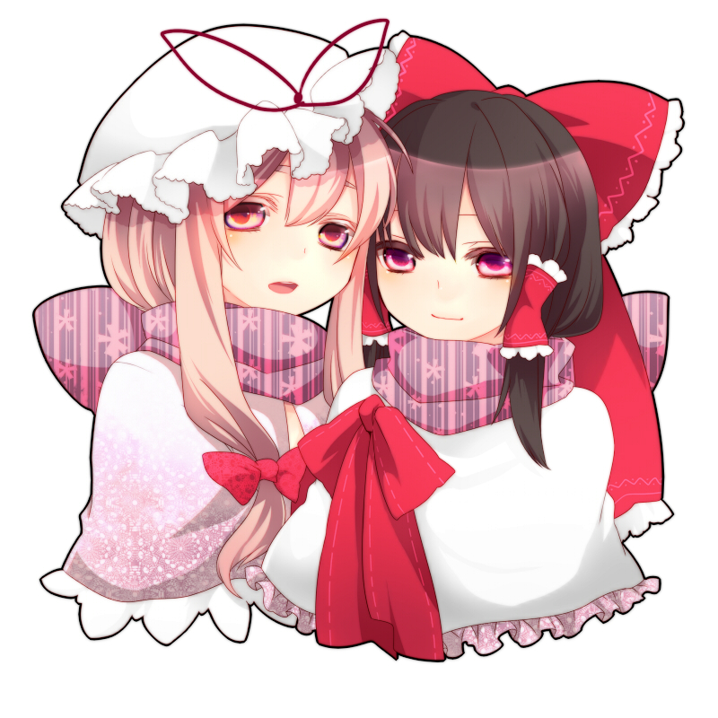 hakurei reimu and yakumo yukari (touhou) drawn by yutazou