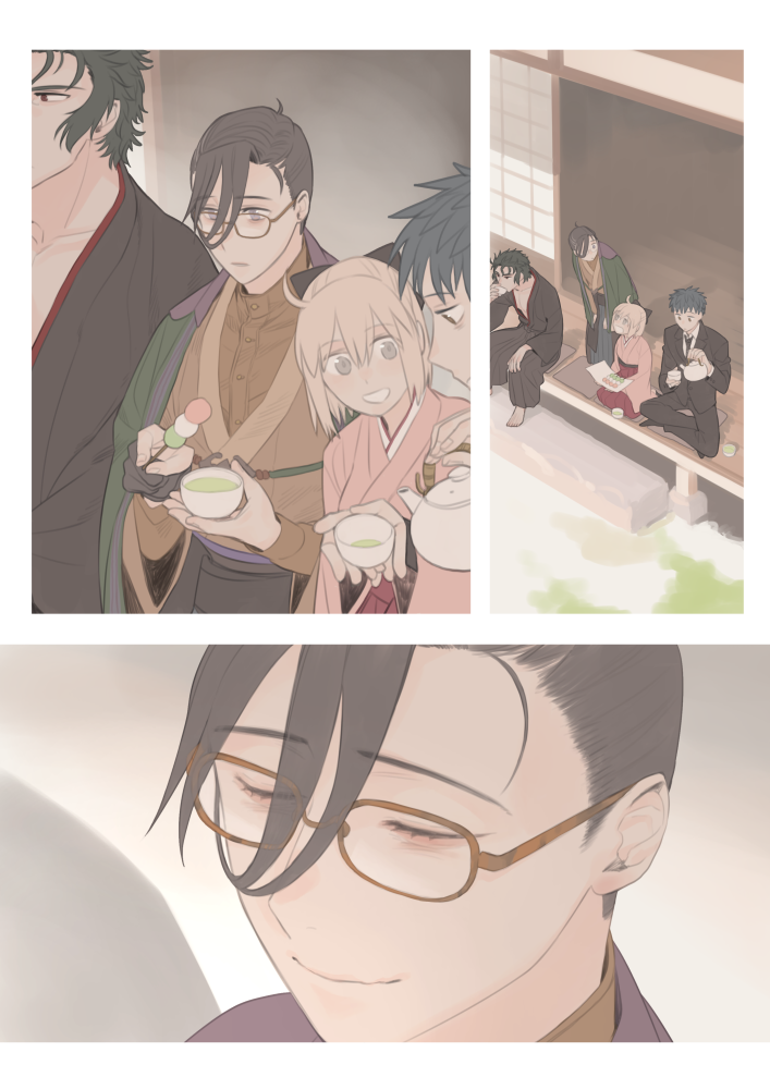 okita souji, saitou hajime, hijikata toshizou, and yamanami keisuke (fate and 1 more) drawn by ooba