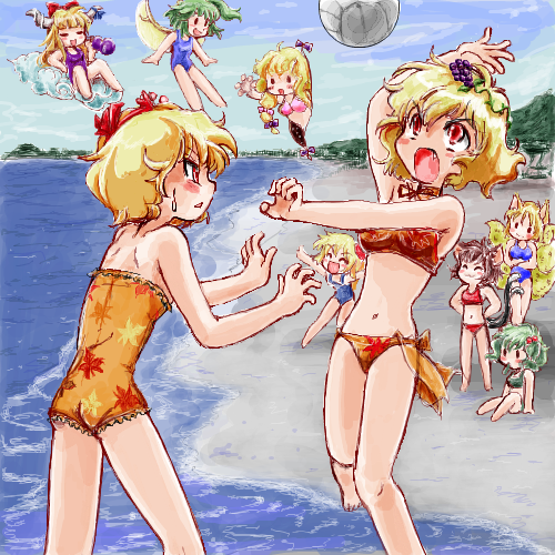 yakumo yukari, yakumo ran, rumia, chen, kawashiro nitori, and 4 more (touhou) drawn by nanashii_(soregasisan)