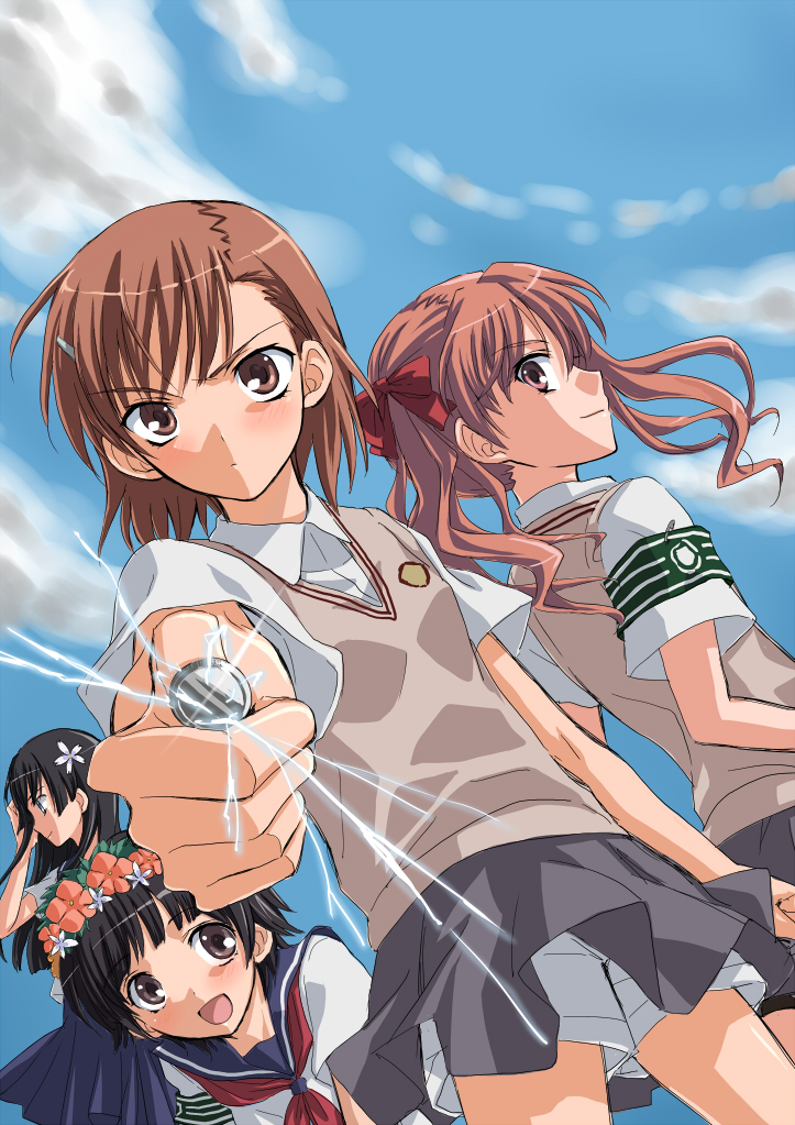 misaka mikoto, shirai kuroko, saten ruiko, and uiharu kazari (toaru majutsu no index and 1 more) drawn by ougi_kairi