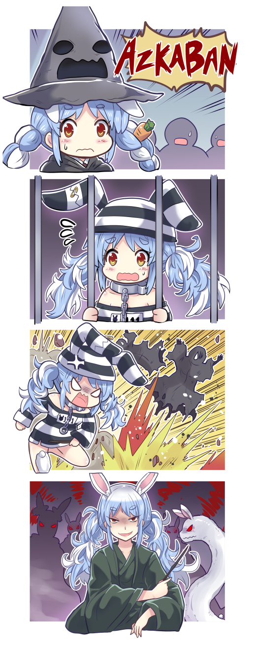 usada pekora and sorting hat (hololive and 2 more) drawn by colonel_aki