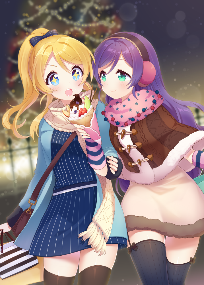 tojo nozomi and ayase eli (love live! and 2 more) drawn by moorina