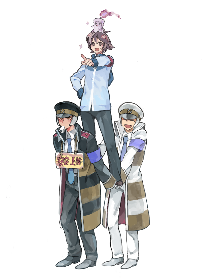 hilbert, ingo, litwick, and emmet (pokemon and 1 more) drawn by gero_(hitoridenka)