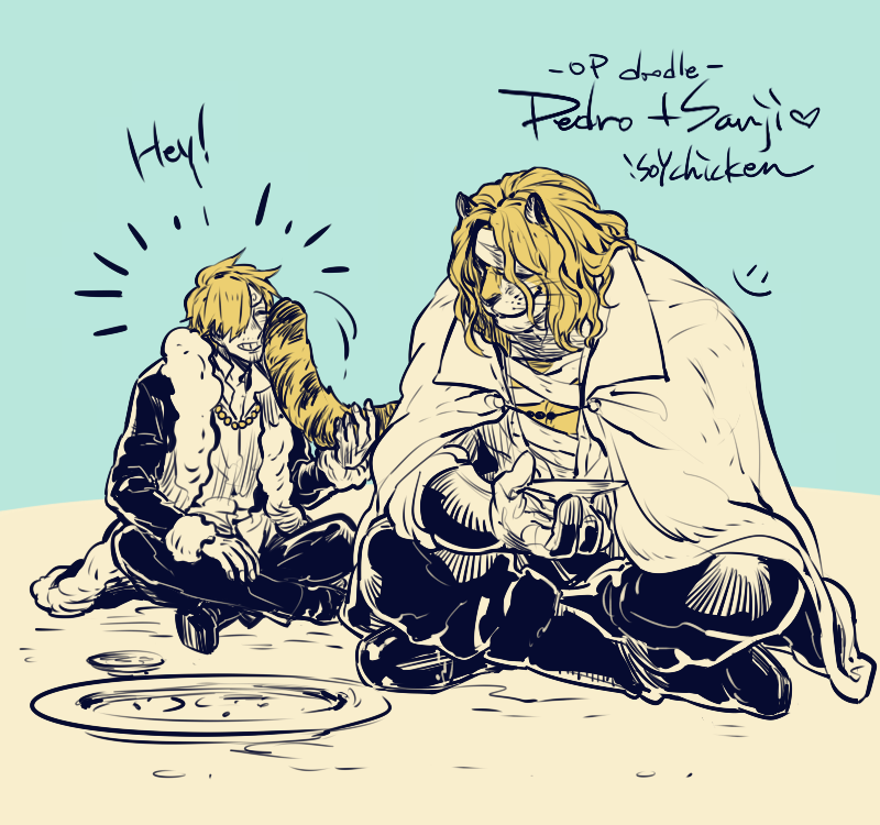 sanji and pedro (one piece) drawn by soy_chicken_op