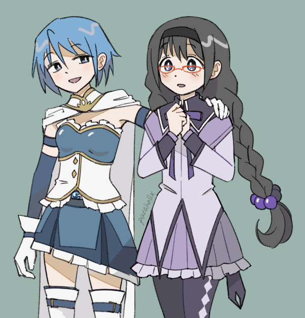 akemi homura and miki sayaka (mahou shoujo madoka magica and 1 more) drawn by paraholix
