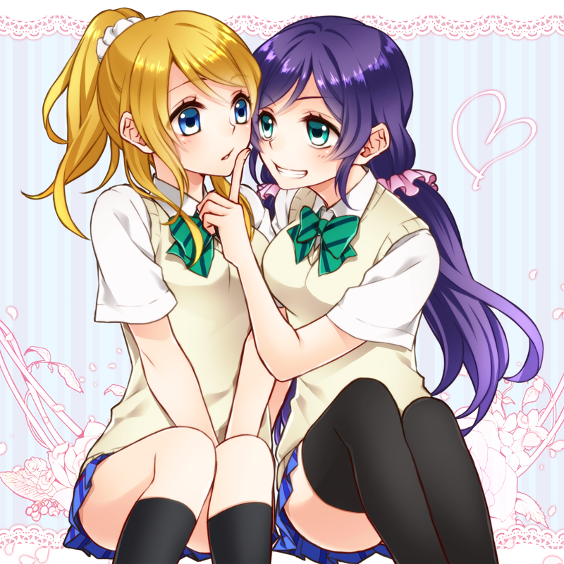 tojo nozomi and ayase eli (love live! and 1 more) drawn by rio_(rio_01)