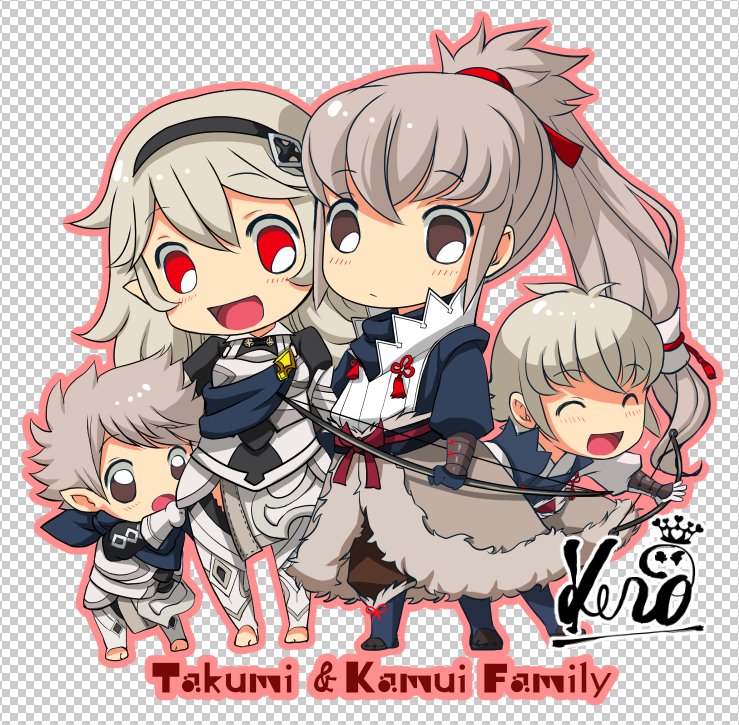 female corrin, takumi, male kana, and kiragi (fire emblem and 1 more) drawn by kero_sweet