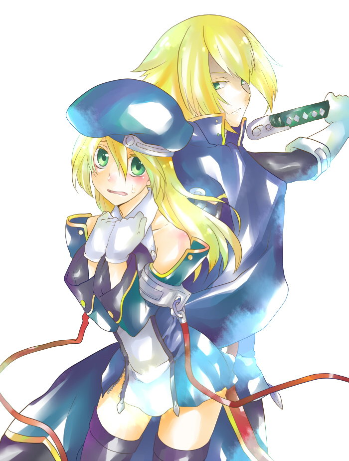noel vermillion and jin kisaragi (blazblue) drawn by irouha