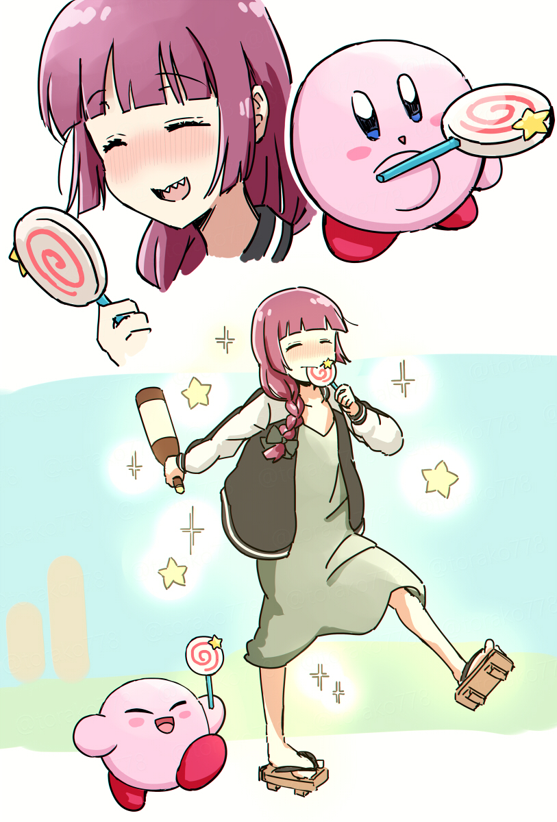 kirby and hiroi kikuri (bocchi the rock! and 1 more) drawn by torako_(toramaru)