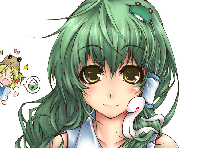 kochiya sanae, moriya suwako, and pyonta (touhou) drawn by serizawa_mutsuki