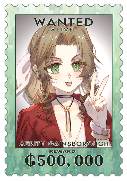 aerith gainsborough (final fantasy and 3 more) drawn by kieta