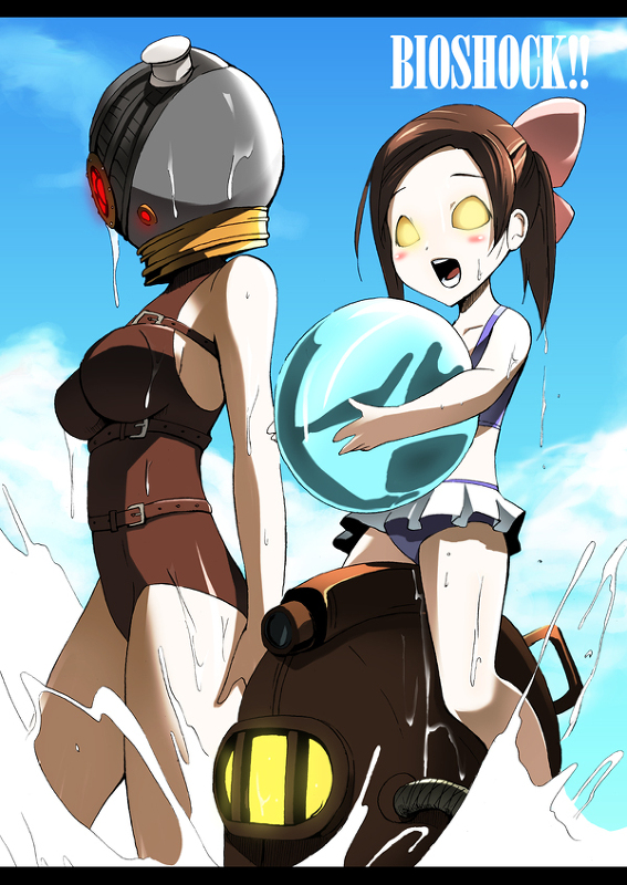 little sister, subject delta, and big sister (bioshock and 1 more) drawn by km_yama