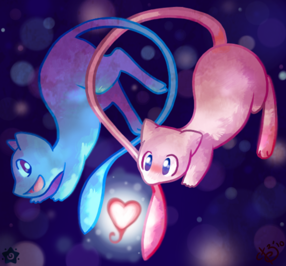 mew (pokemon) drawn by celine_(spleen) and crayonchewer