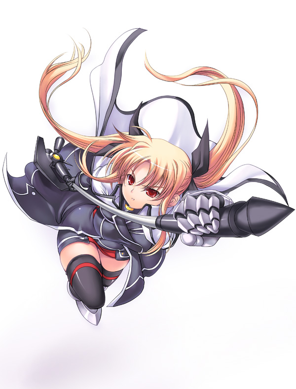 fate testarossa and bardiche (lyrical nanoha and 1 more) drawn by soba_(saz)