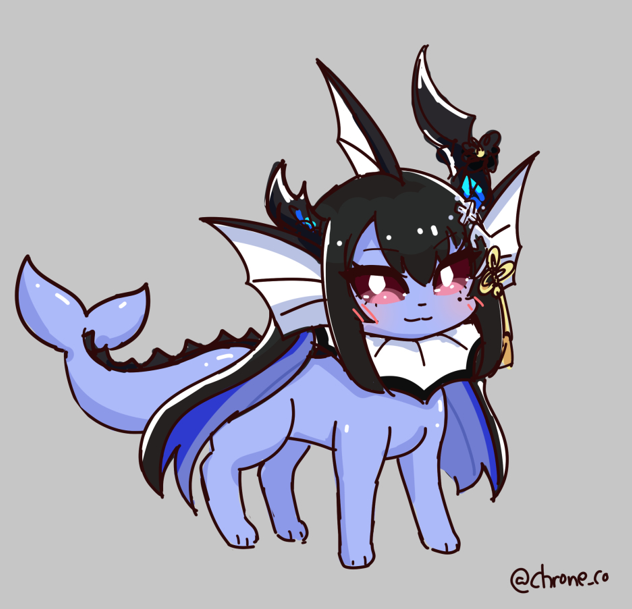 nerissa ravencroft and vaporeon (pokemon and 2 more) drawn by chroneco