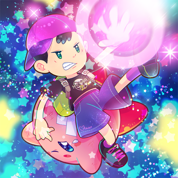 kirby, ness, and oomoto makiko (kirby and 3 more) drawn by otoe_(milkyboy_inc.)