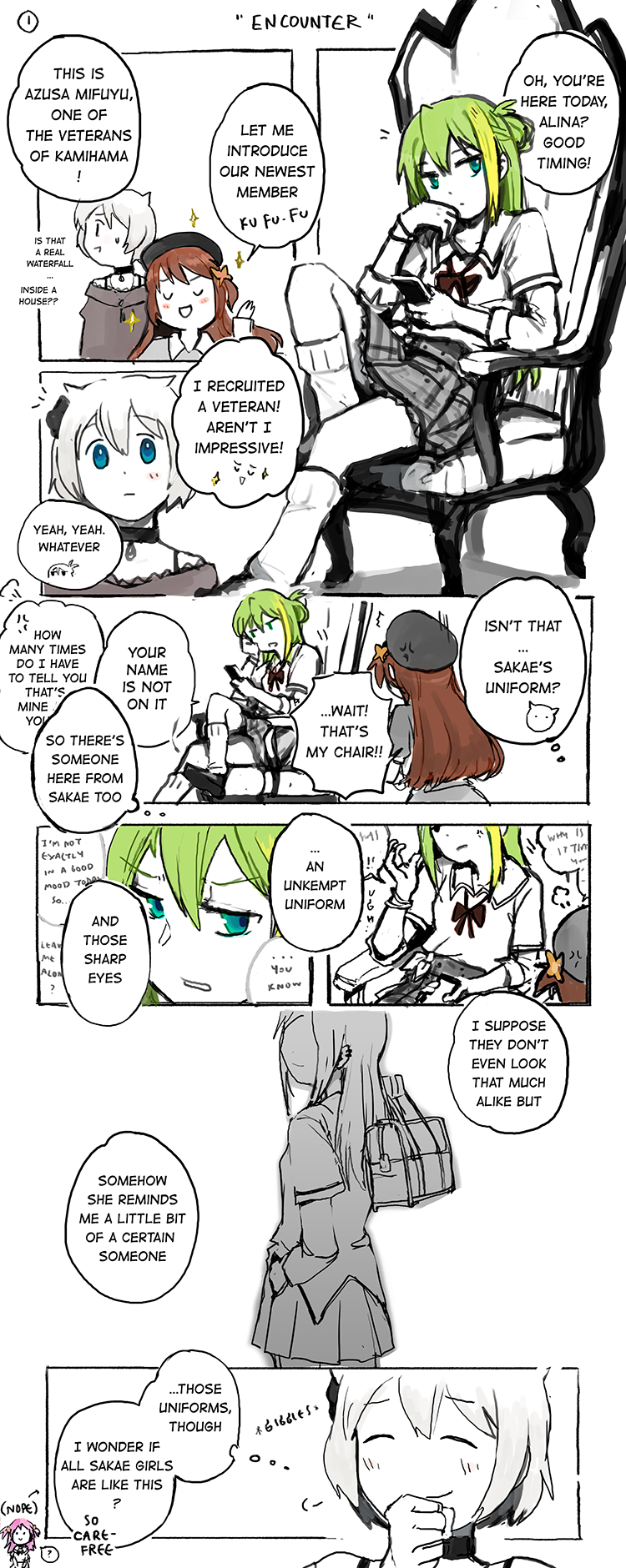alina gray, misono karin, satomi touka, azusa mifuyu, and yukino kanae (mahou shoujo madoka magica and 1 more) drawn by silverxp