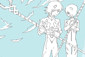 ayanami rei and nagisa kaworu (neon genesis evangelion) drawn by lrk