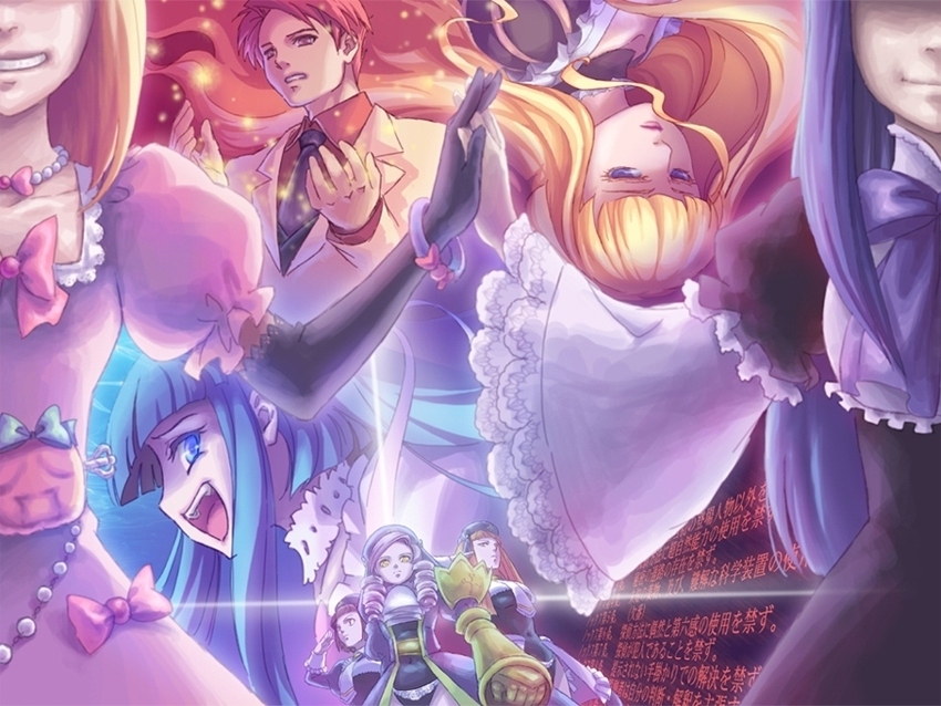 beatrice, ushiromiya battler, frederica bernkastel, furudo erika, lambdadelta, and 3 more (umineko no naku koro ni) drawn by orange541