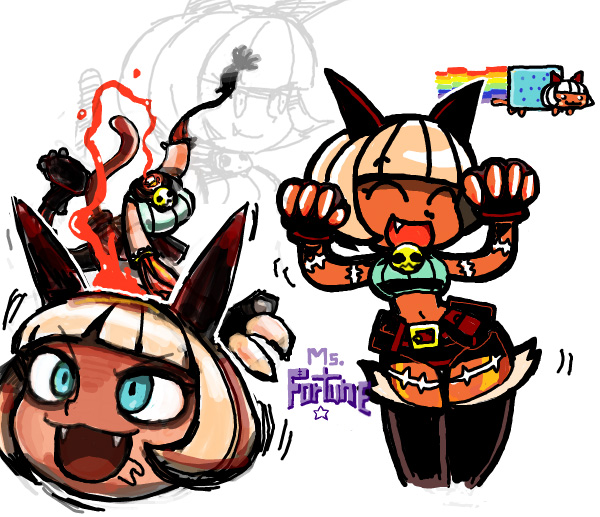 ms. fortune and nyan cat (skullgirls and 1 more) drawn by sukaponta