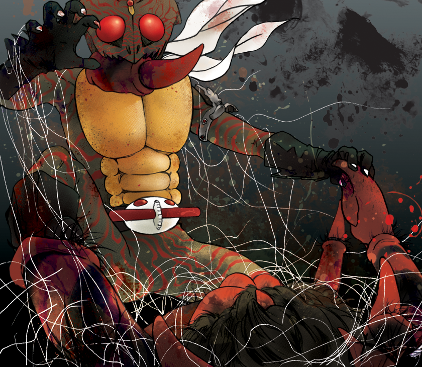kamen rider amazon and kumo beastman (kamen rider and 1 more) drawn by anonymous_a