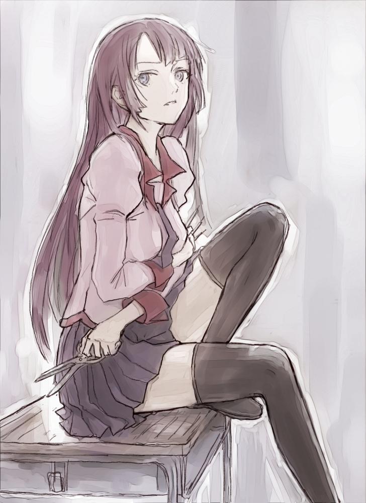 senjougahara hitagi (monogatari and 1 more) drawn by roncele