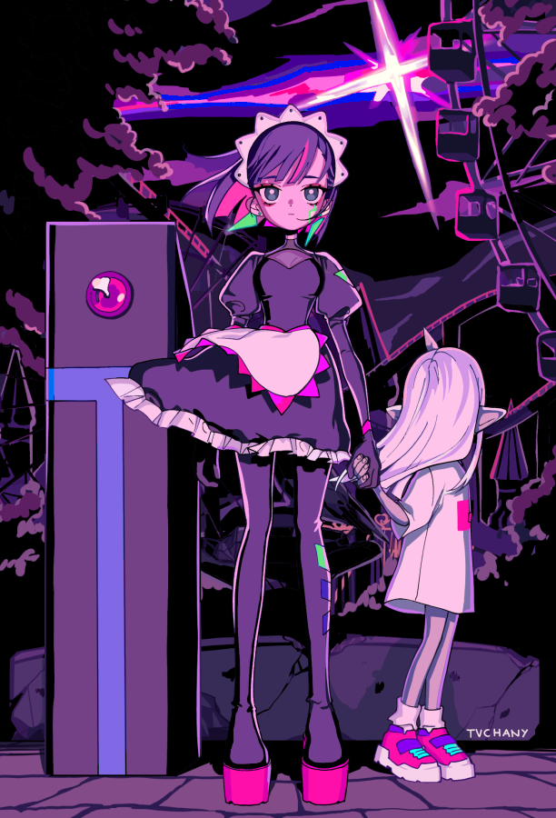 nira-chan, nanashi, and robota (zutto mayonaka de ii no ni and 1 more) drawn by myon_(tokipi)